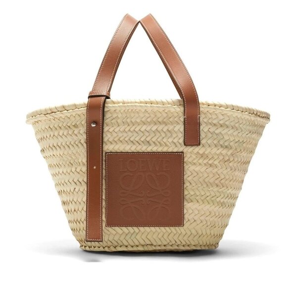 【Loewe】Medium Leather-Trimmed Woven Basket Bag - Picture 8 of 12